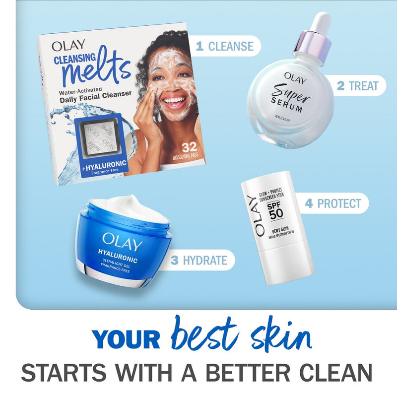 Olay Face Cleansing Melts with Hyaluronic Acid - 32ct