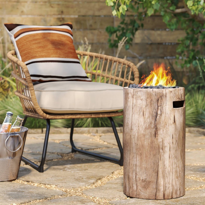 Weathered/Natural Finish Small LP Round Outdoor Fire Column Natural - Threshold (LOCAL PICKUP ONLY)