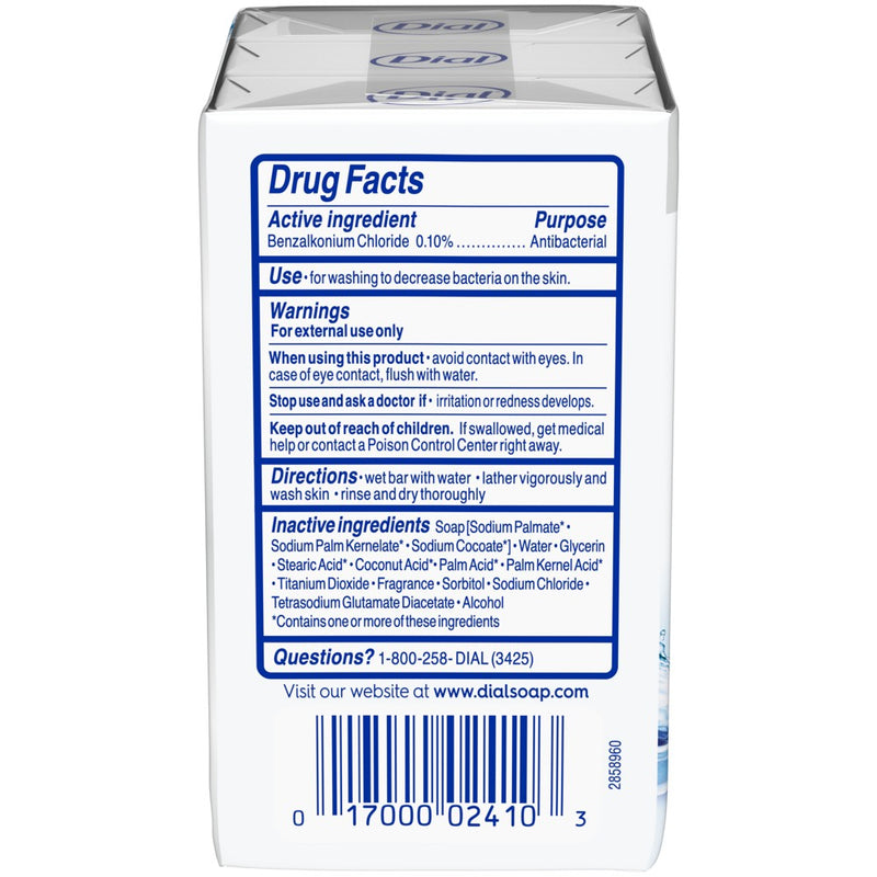Dial Antibacterial Deodorant White Bar Soap - 3pk