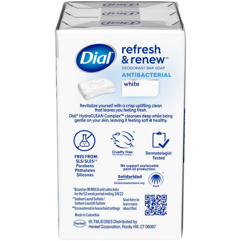 Dial Antibacterial Deodorant White Bar Soap - 3pk
