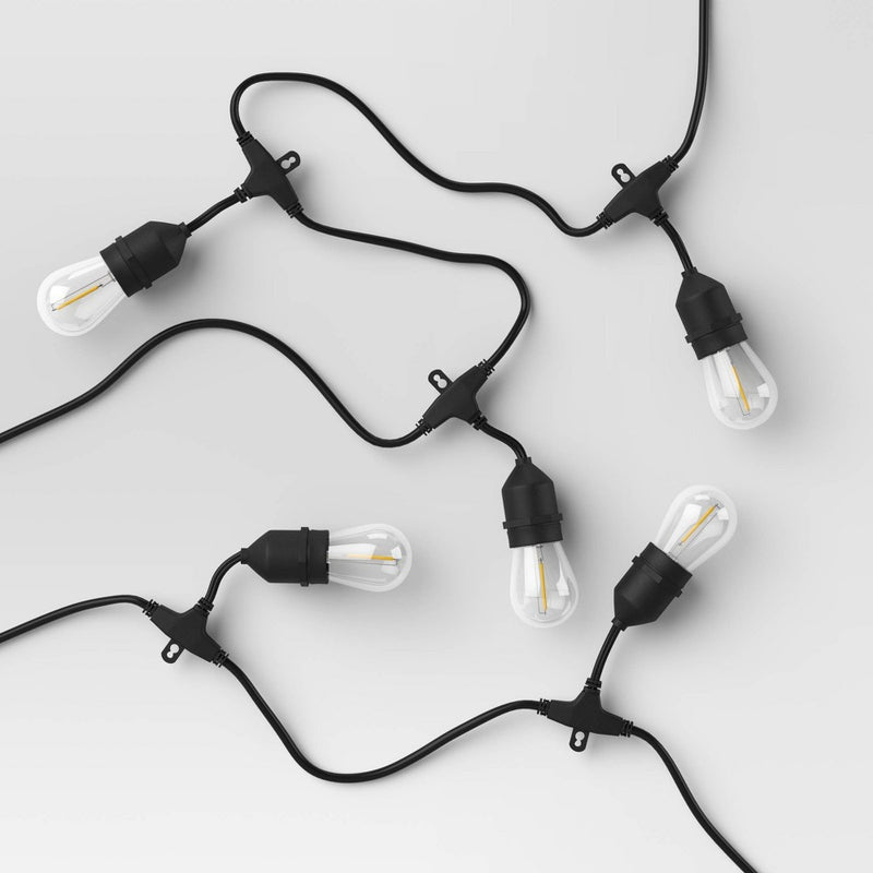 10ct LED Drop Indoor Outdoor Cafe String Lights Clear Bulbs with Black Wire - Threshold