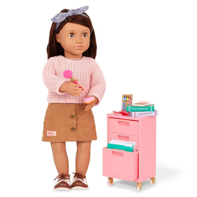 Our Generation Ready, Set, Learn! School Supplies & Rolling Cabinet Accessory Set for 18'' Dolls