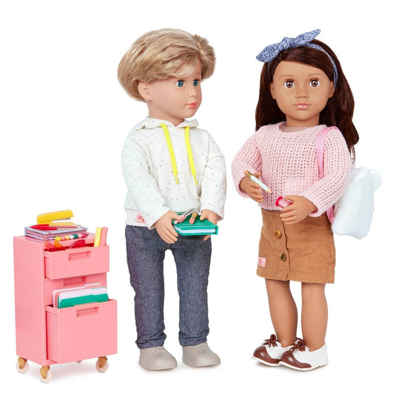 Our Generation Ready, Set, Learn! School Supplies & Rolling Cabinet Accessory Set for 18'' Dolls