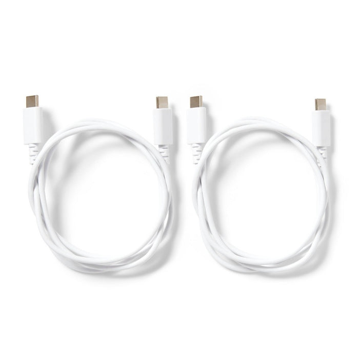 3' USB-C to USB-C 2pk Charging Cable - dealworthy White