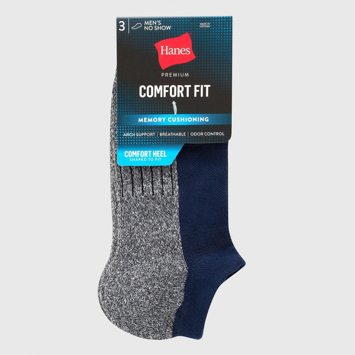 Hanes Premium Men's Cushioned No Show Socks 3pk - Black 6-12