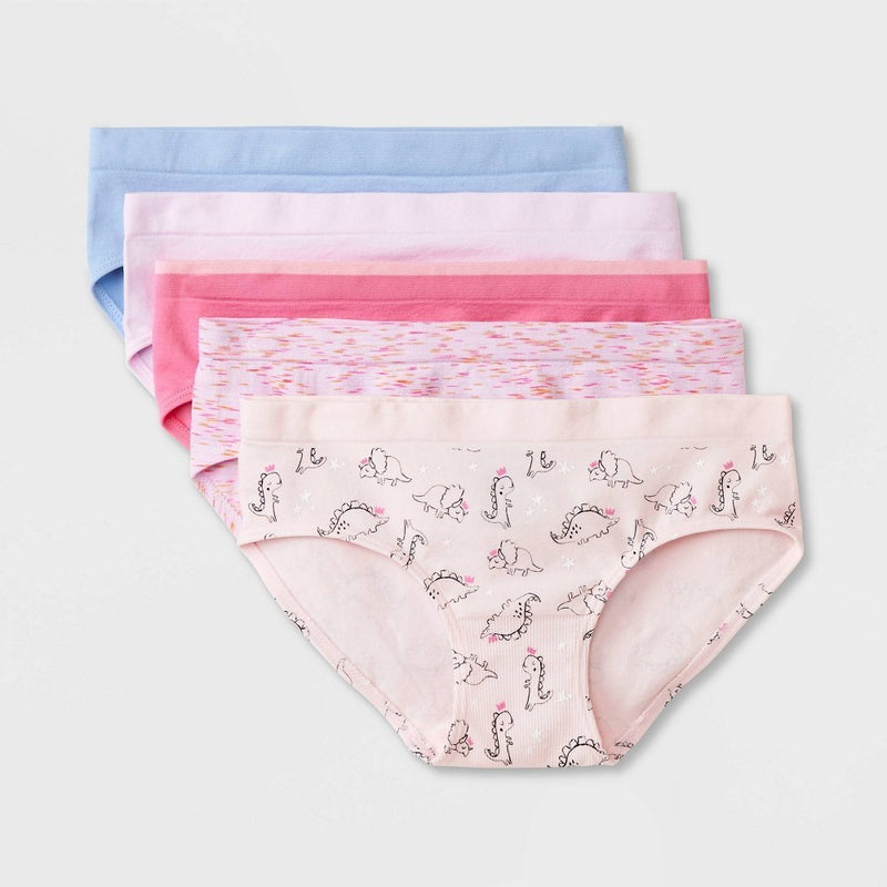 Girls' 5pk Dino Seamless Hipster - Cat & Jack Pink L