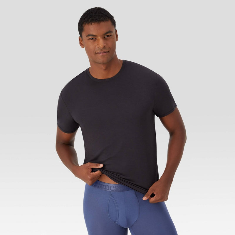 Hanes Originals Premium Men's SuperSoft Short Sleeve Crewneck Undershirt 2pk - White/Black S