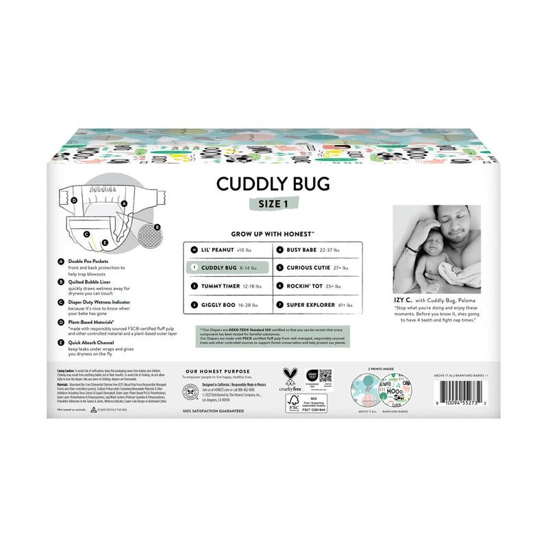 The Honest Company Clean Conscious Disposable Diapers Above It All & Barnyard Babies - Size 1 - 78ct