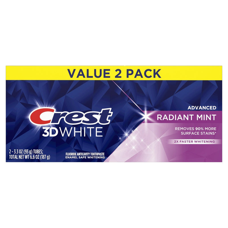 Crest 3D White Advanced Teeth Whitening Toothpaste - Radiant Mint - 3.3oz/2pk