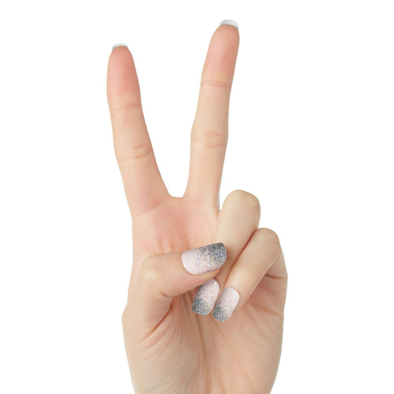 Olive & June Press On - Silver Glitter Gradient - 42ct: Realistic Fit, Long-Lasting, Non-Toxic Manicure