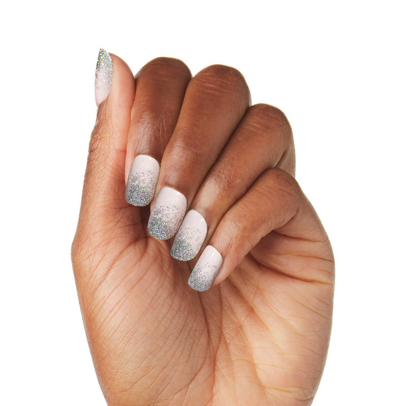 Olive & June Press On - Silver Glitter Gradient - 42ct: Realistic Fit, Long-Lasting, Non-Toxic Manicure