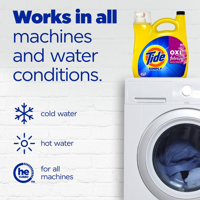 Tide Sunny Breeze Liquid Simply Oxi Febreze Laundry Detergent - 137 fl oz