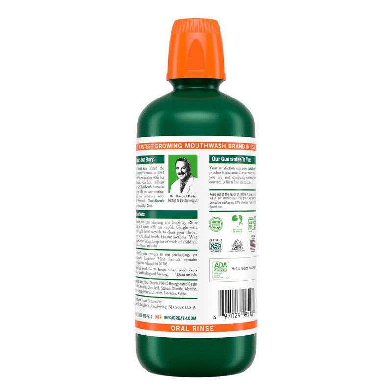 TheraBreath Fresh Breath Oral Rinse Rainforest Mint - 33.8 fl oz