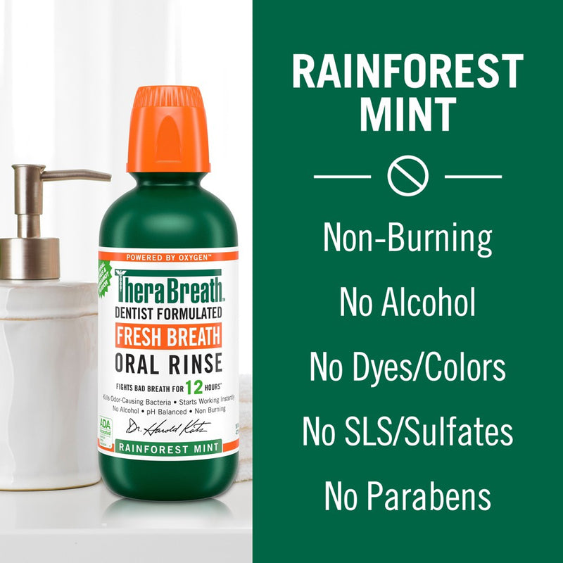 TheraBreath Fresh Breath Oral Rinse Rainforest Mint - 33.8 fl oz