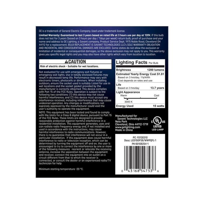 GE 90W PAR38 Outdoor Floodlight Light Bulb Warm White