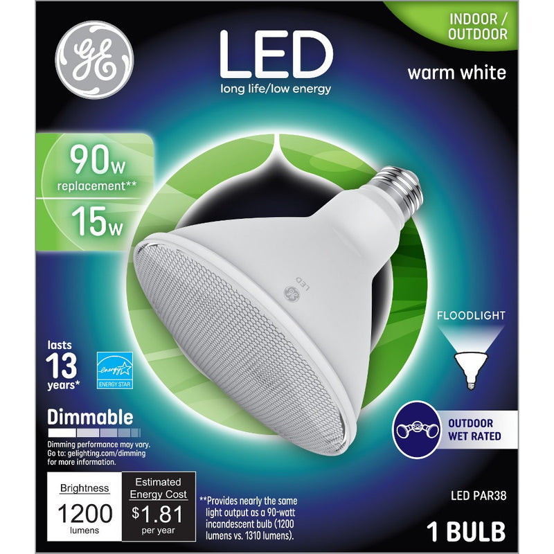 GE 90W PAR38 Outdoor Floodlight Light Bulb Warm White
