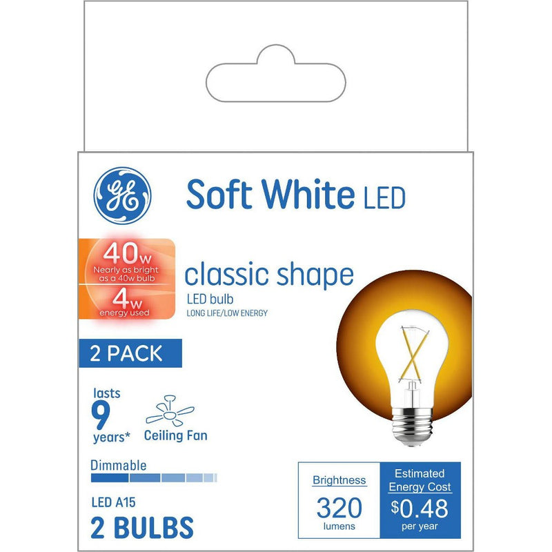 GE 2pk 40W A15 LED Ceiling Fan Light Bulbs Soft White