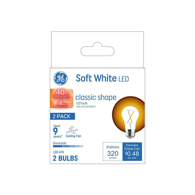 GE 2pk 40W A15 LED Ceiling Fan Light Bulbs Soft White