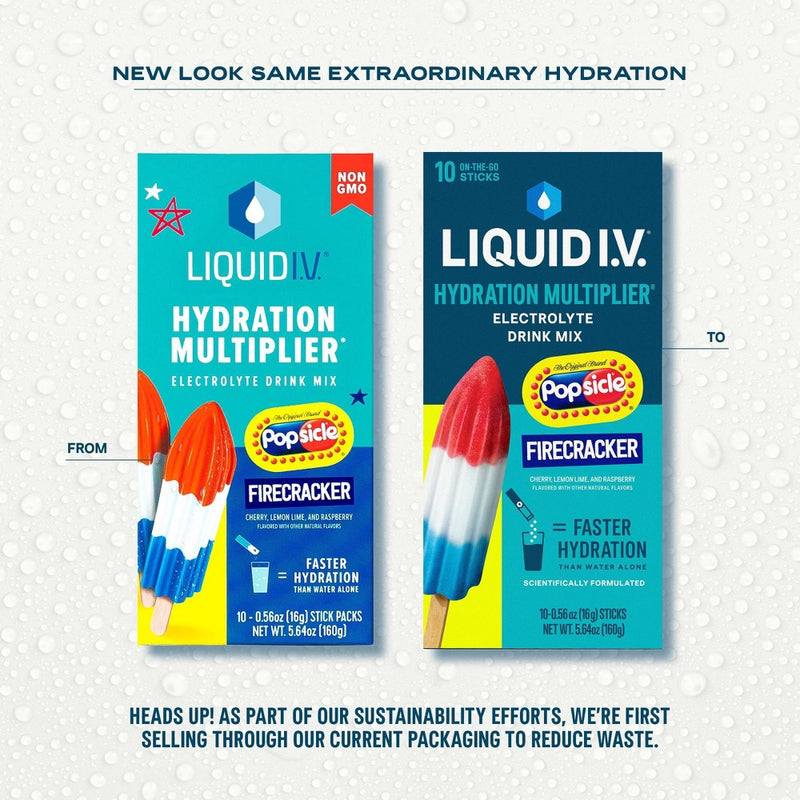 Liquid I.V. Hydration Multiplier Vegan Powder Electrolyte Supplements - Popsicle Firecracker - 0.56oz/10ct