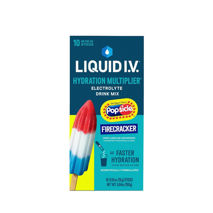 Liquid I.V. Hydration Multiplier Vegan Powder Electrolyte Supplements - Popsicle Firecracker - 0.56oz/10ct