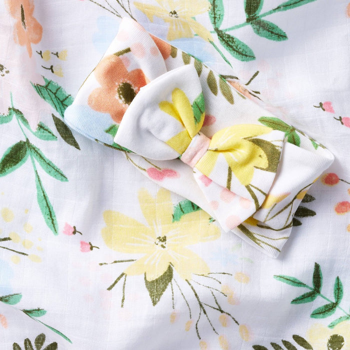 Hospital Muslin Swaddle and Headwrap Gift Set - 2ct - Floral - Cloud Island