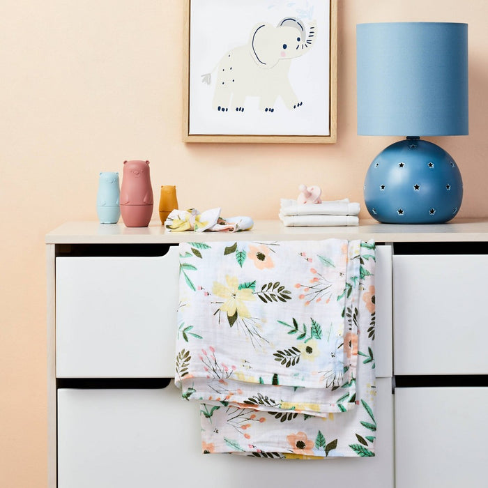 Hospital Muslin Swaddle and Headwrap Gift Set - 2ct - Floral - Cloud Island