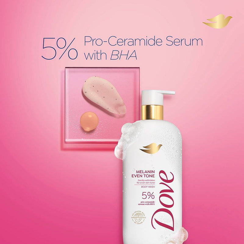 Dove Serum Body Wash - 5% Pro-Ceramide Serum with BHA - Melanin Even Tone - 18.5 fl oz