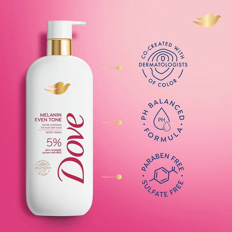 Dove Serum Body Wash - 5% Pro-Ceramide Serum with BHA - Melanin Even Tone - 18.5 fl oz