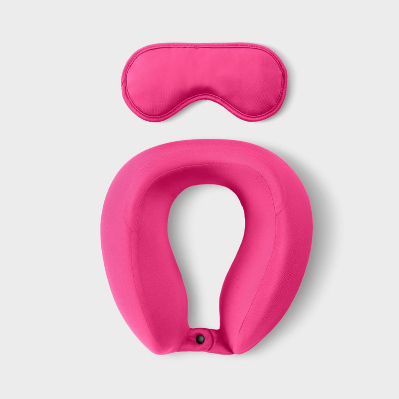 2pc Neck Pillow & Sleep Mask Set Fuchsia - Open Story?