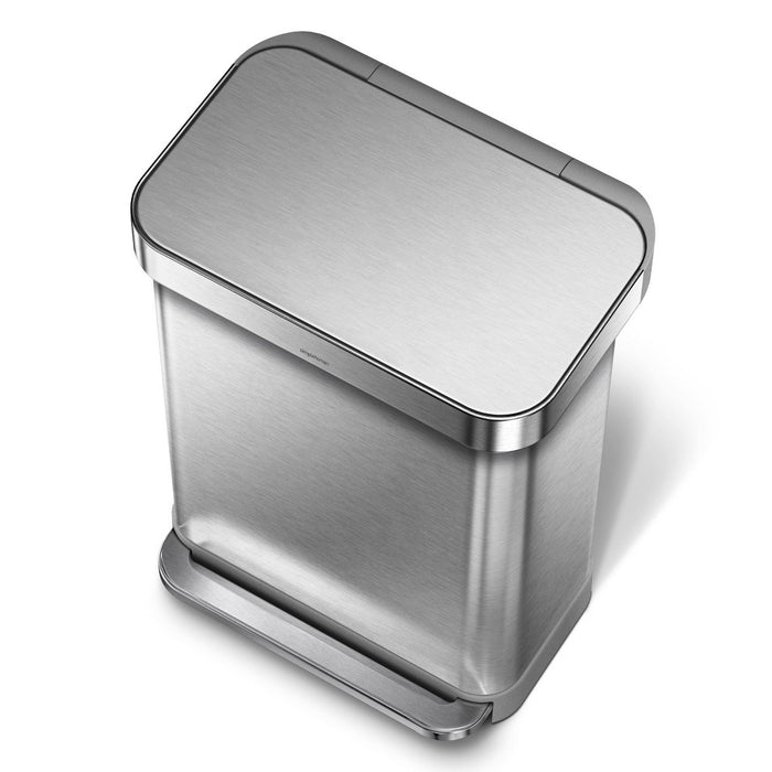 simplehuman 55L Rectangular Kitchen Step Trash Can with Liner Pocket Stainless Steel (LOCAL PICKUP ONLY)