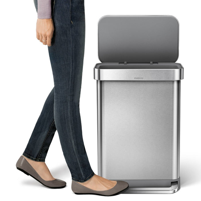 simplehuman 55L Rectangular Kitchen Step Trash Can with Liner Pocket Stainless Steel (LOCAL PICKUP ONLY)