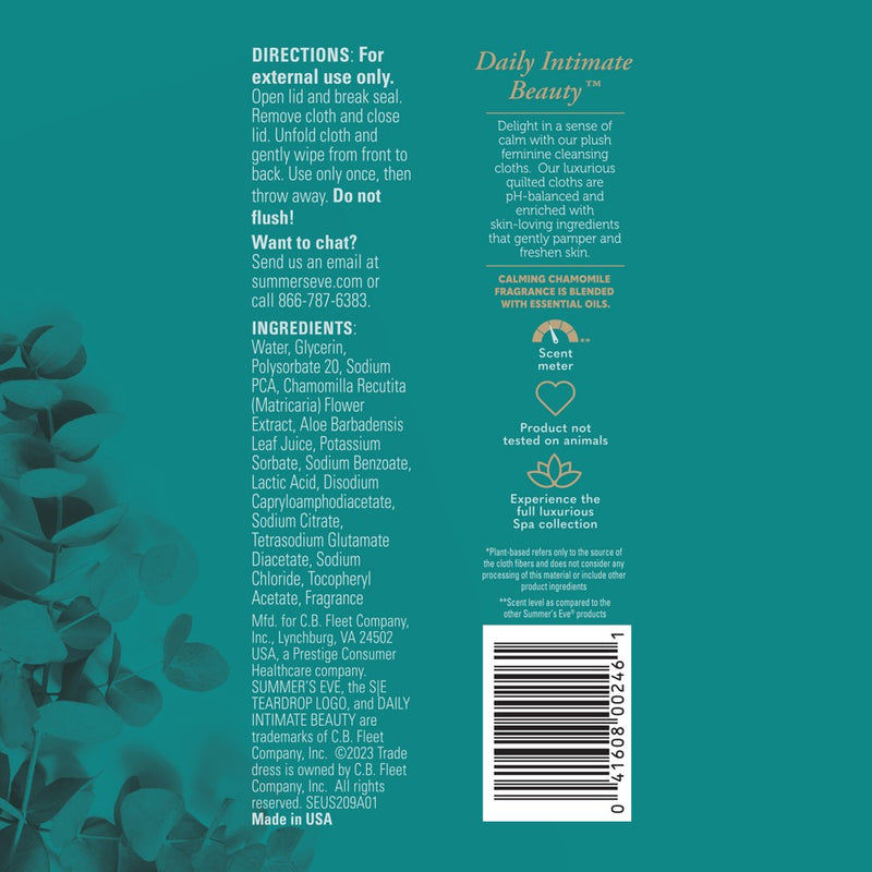 Summer's Eve Spa Calm Feminine Cleansing Cloth - 24ct