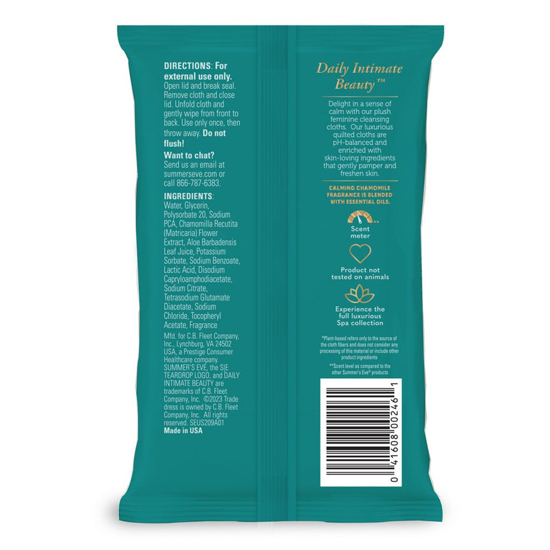 Summer's Eve Spa Calm Feminine Cleansing Cloth - 24ct