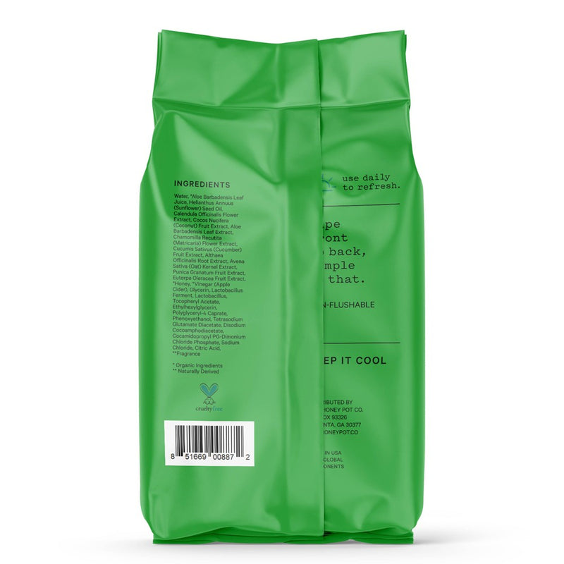 The Honey Pot Company, Cucumber Aloe Feminine Cleansing Wipes, Intimate Parts, Body or Face - 30ct