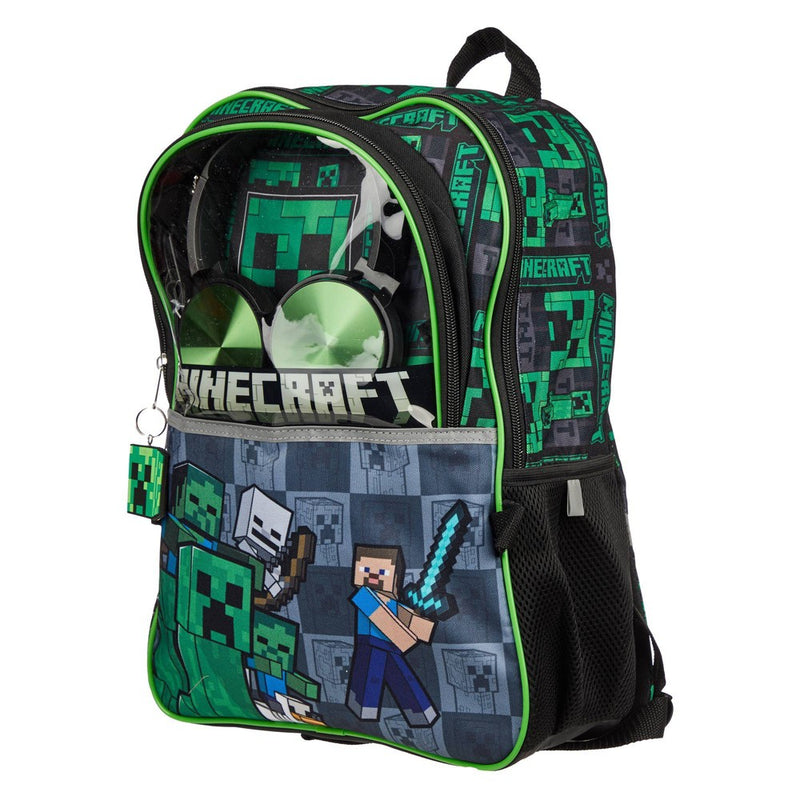 Minecraft Kids' 5pc 16" Backpack Set with Headphones and Lunch Bag