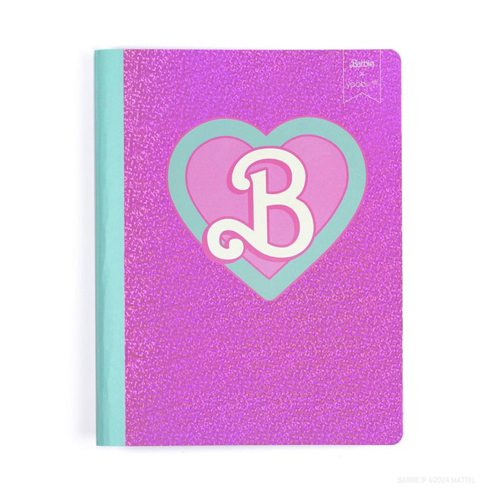 Yoobi Composition Book 7.5"x9.75" College Ruled with Pen Barbie B Logo