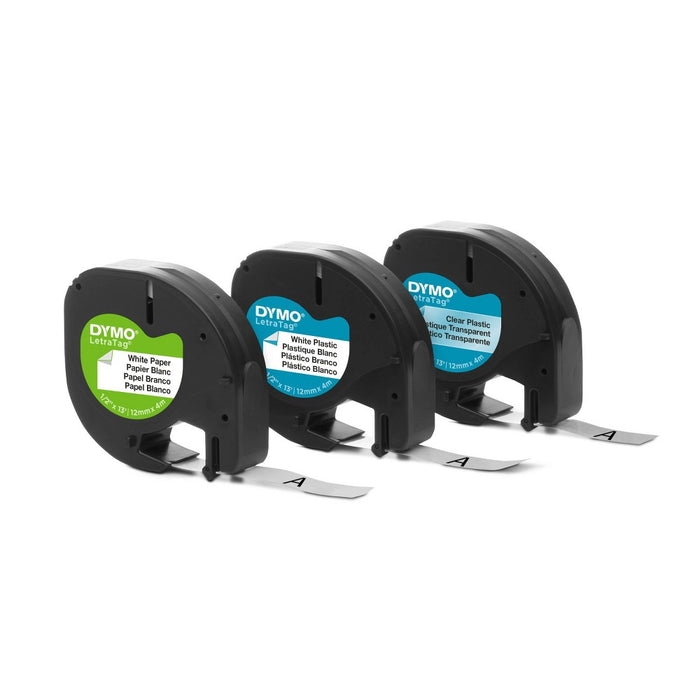 DYMO LetraTag 3pk Label Tape - Clear/White Paper/White Plastic