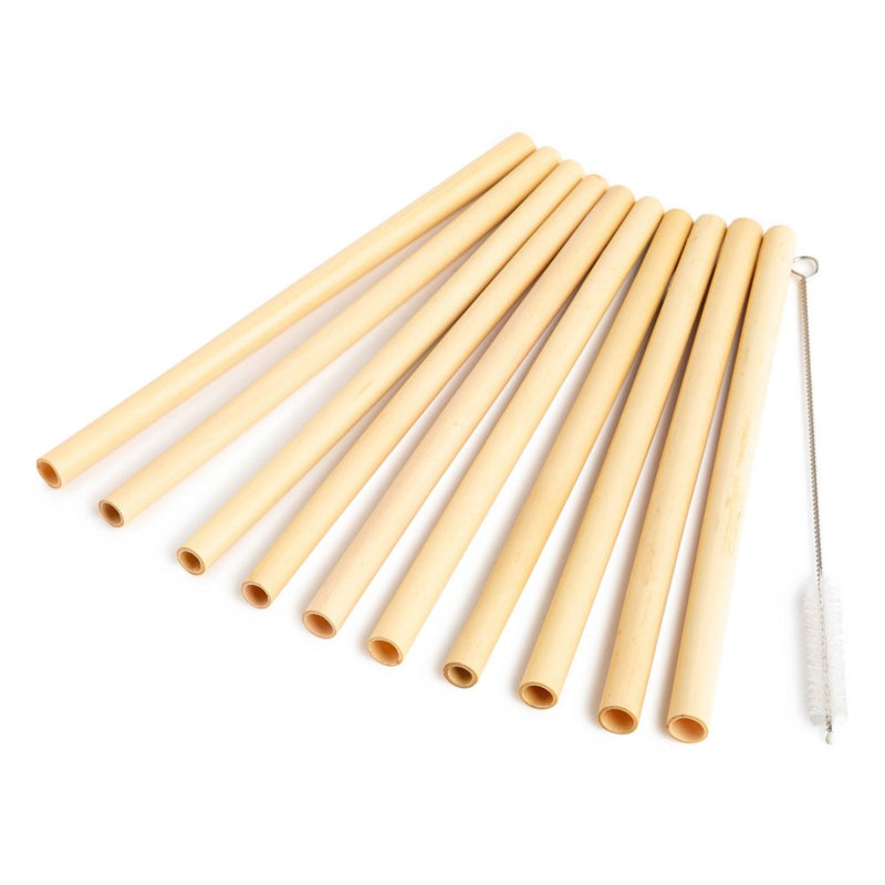 10ct Reusable Bamboo Straws Beige - Spritz