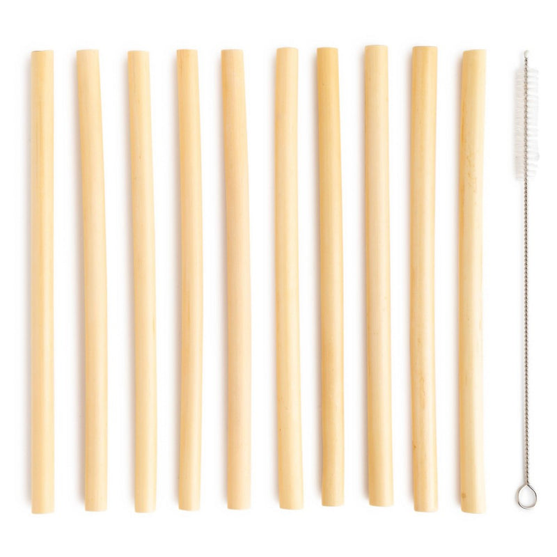 10ct Reusable Bamboo Straws Beige - Spritz