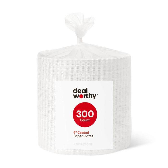 Coated Disposable Paper Plates 9" - 300ct - Dealworthy