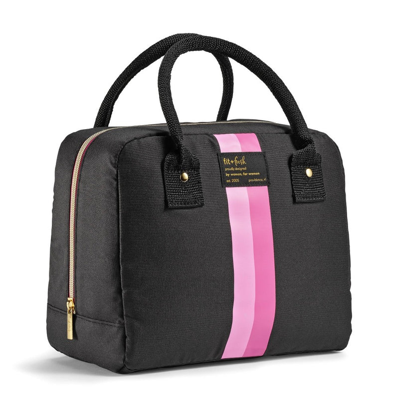 Fit & Fresh Bloomington Lunch Kit - Black with Pink Stripes