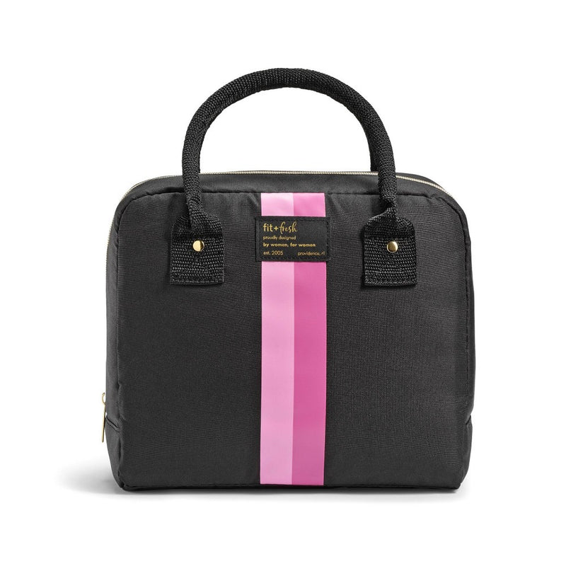 Fit & Fresh Bloomington Lunch Kit - Black with Pink Stripes