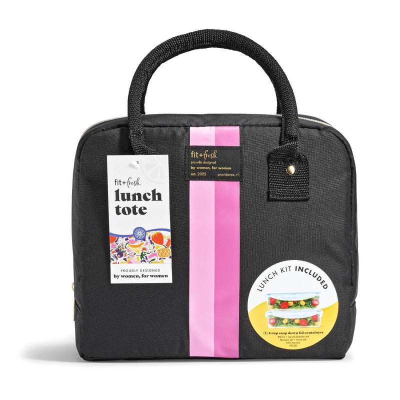 Fit & Fresh Bloomington Lunch Kit - Black with Pink Stripes