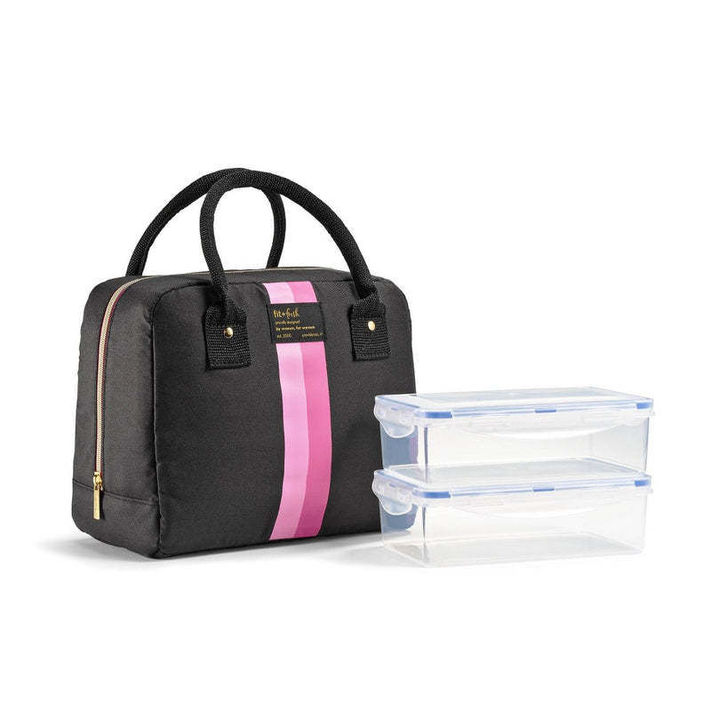 Fit & Fresh Bloomington Lunch Kit - Black with Pink Stripes