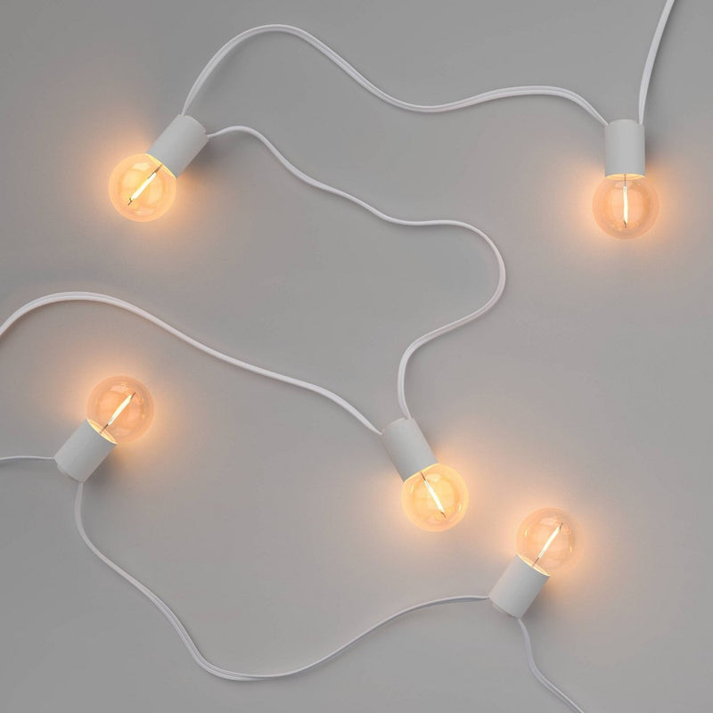 10ct LED Solar Ivory Collared Outdoor Orb and Globe String Lights Clear Bulbs with White Wire - Threshold
