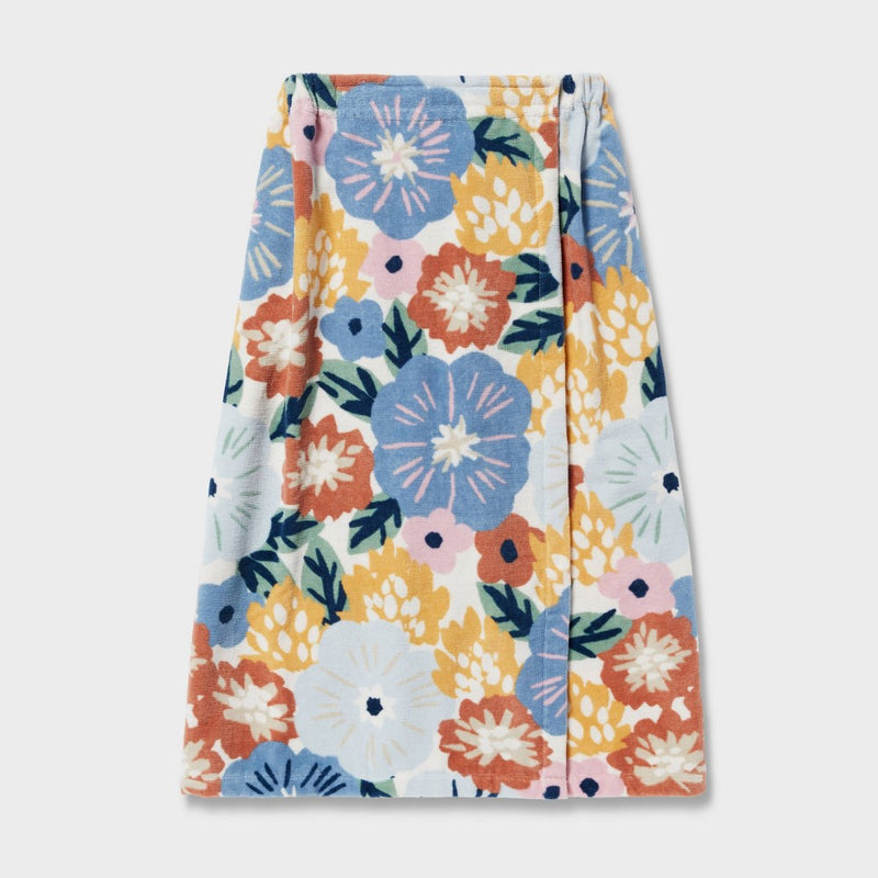 Bath Body Wrap Floral Gray - Room Essentials