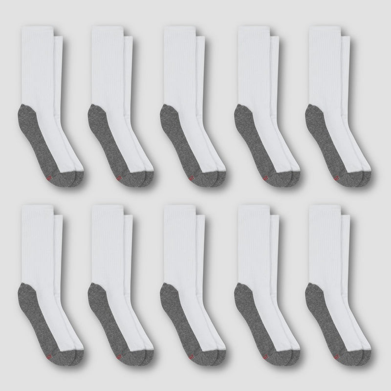 Men's Hanes Premium 10pk White Crew Socks