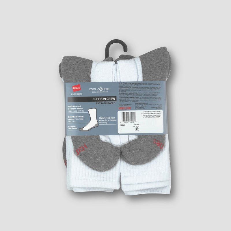 Men's Hanes Premium 10pk White Crew Socks