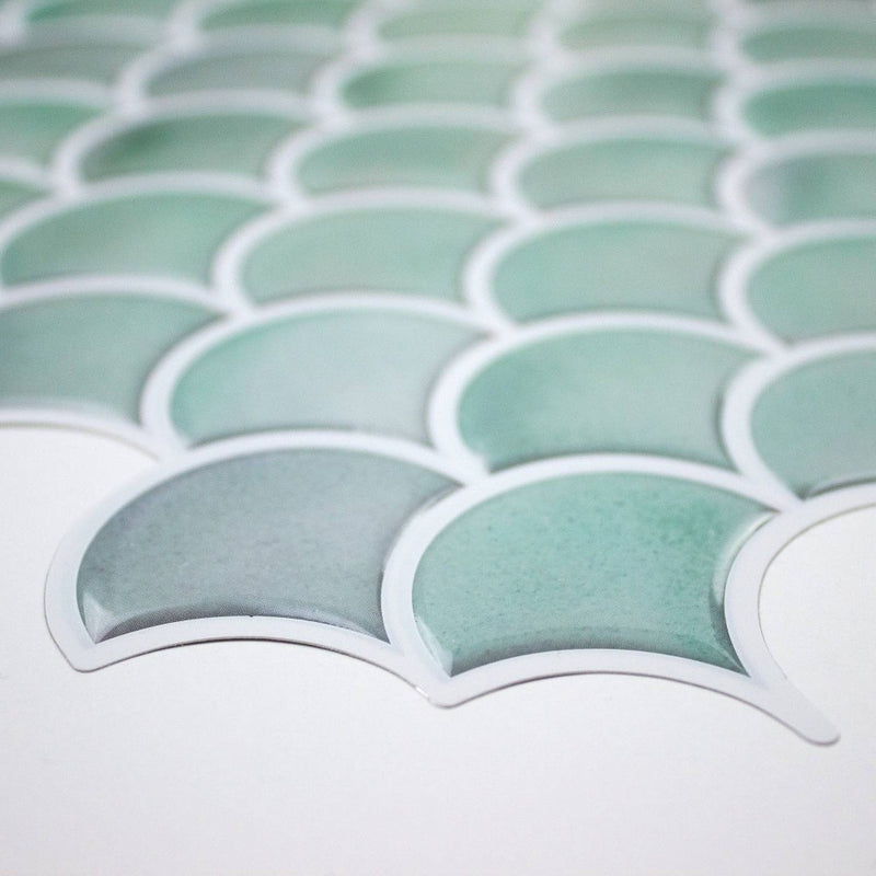 RoomMates Scallop Peel and Stick Backsplash Aqua