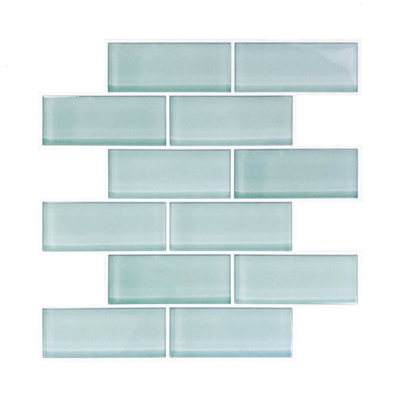 RoomMates Aqua Seaglass Subway Peel & Stick Tile